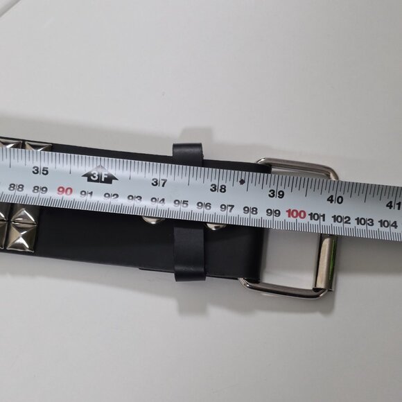 Studded Leather Belt Unisex Sz M Metal Buckle Studs Streetwear Indie Punk Rock - Picture 6 of 12